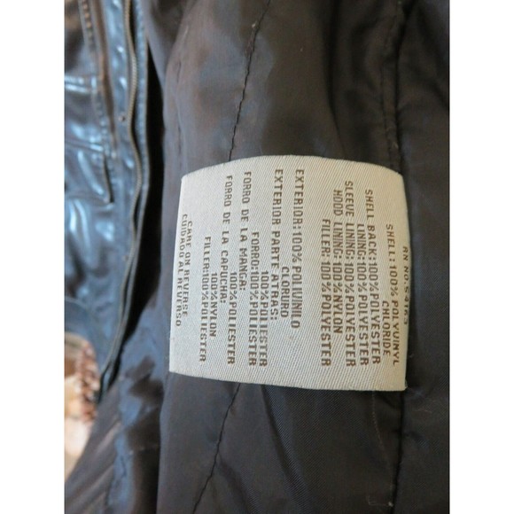 Levi’s Men Faux Leather Jacket Sz M Full Zip Rider Trucker Hooded Motorcycle - Picture 8 of 16